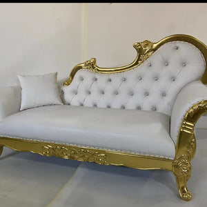 Lounge / Relaxation Chair in Solid Gold Wood Trim and Microfibre Leather.